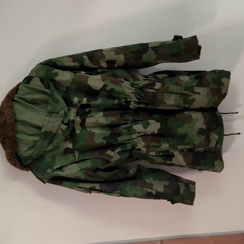 Camouflage Parka Siberian Military Surplus with Wool Fur Collar Russian Costume - Picture 5 of 5